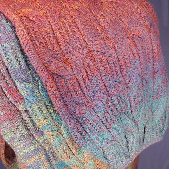 The Pyramid Collection Cardigan Sweater 2X 3X Cableknit Multicolor Elbow Puff Sl - Picture 5 of 9